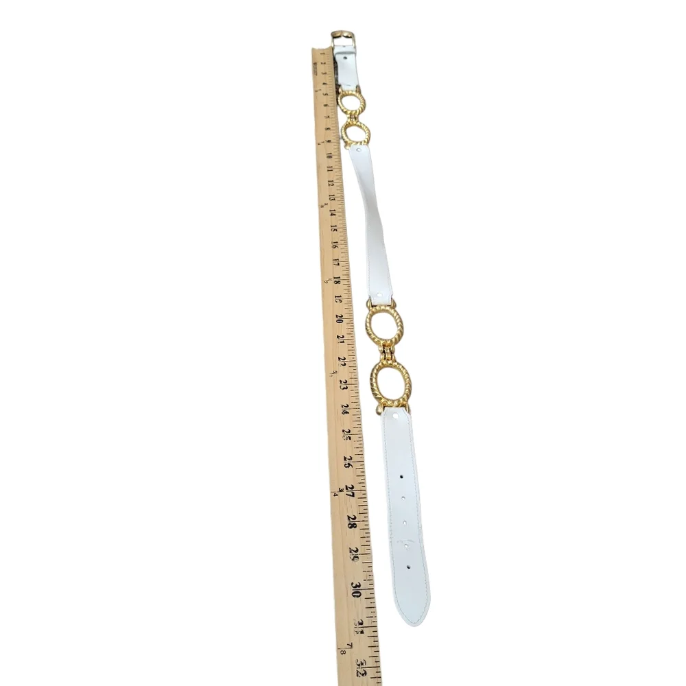 Vingage White Leather Gold‎ Link Belt